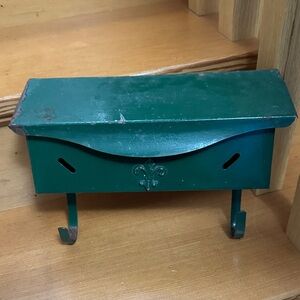 Antique Mail & Paper Box Metal with fleur de lis on front